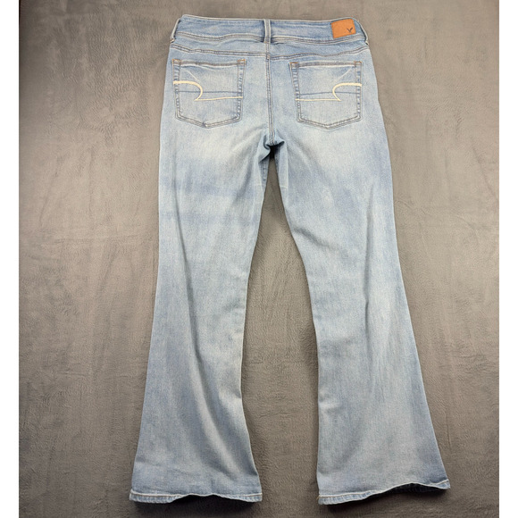 American Eagle Kick Boot Jeans Women's Size 14 Reg. Blue Mid-Rise Stretch Preppy - Picture 2 of 10